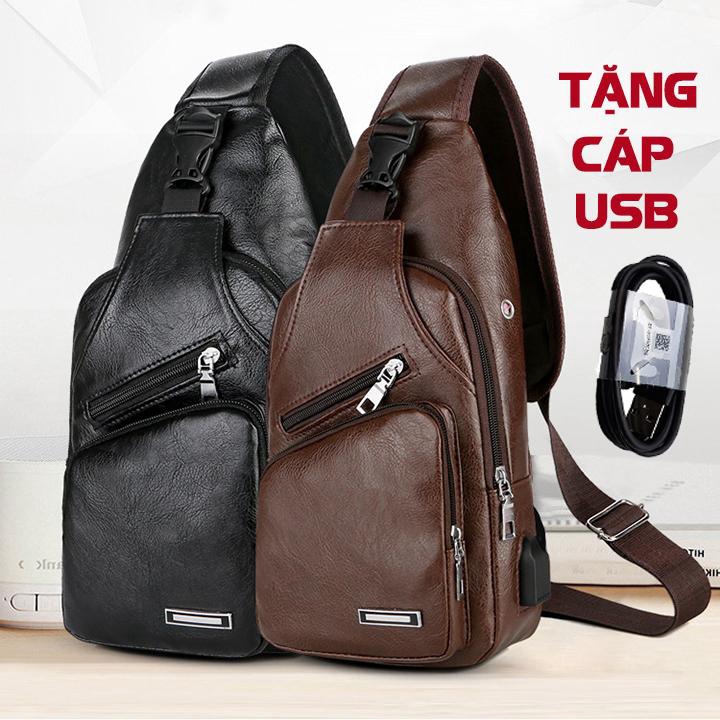 TÚI ĐEO CHÉO NAM DA- Túi Nam Đeo Chéo Đẹp Có cổng sạc USB và lỗ tai nghe thời trang Hàn Quốc