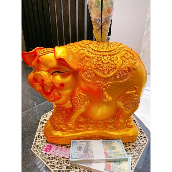 [CHỈ GIAO HCM] Heo đất Thần Tài Phong Thuỷ, chất liệu thạch cao sơn vàng nhũ kim óng ánh