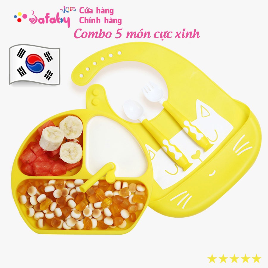 [MADE KOREA] Dụng Cụ Ăn Dặm Cho Bé, Đồ Dùng Ăn Dặm Hàng Công Ty Chất Liệu Silicon - Bafaby kids