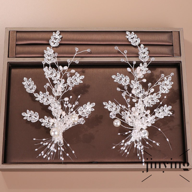 GETNOIVAS Bộ 2 kẹp tóc hình bông hoa đính đá sang trọng cho cô dâu
