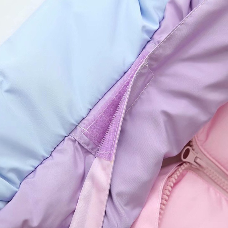 Xiangbao Áo Khoác Phao Kẻ Sọc Cầu Vồng Có Mũ Trùm Và Dây Rút Mùa Đông Cho Nữ