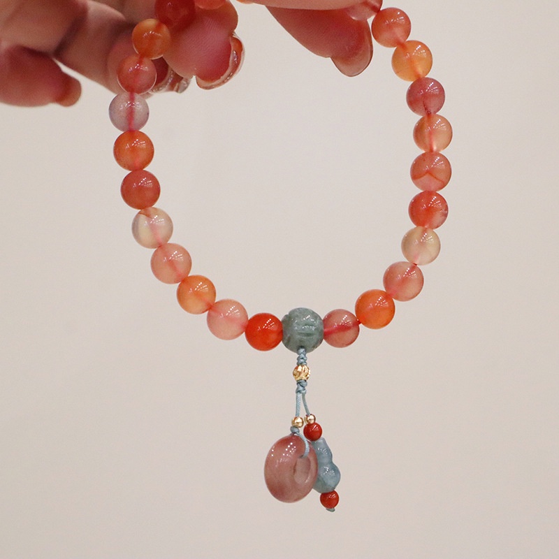 [Hàng Mới Về] Vòng Tay Hạt Mã Não Và Hồ Lô Thiết Kế Niche Thời Trang Mùa Thu Cho Nữ