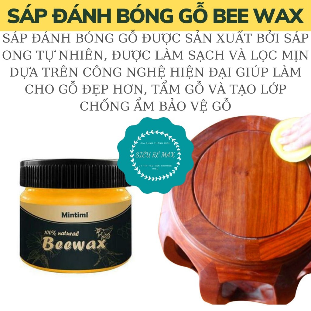 Sáp ong đánh bóng gỗ, lau sàn gỗ, dầu sáp lau bóng gỗ chống thấm ,nước, bụi bẩn BEEWAX hàng loại 1 hộp to.