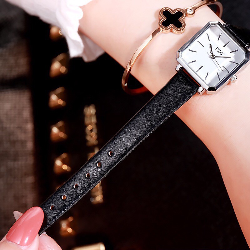 ĐỒNG HỒ NỮ DÂY DA DZG MẶT VUÔNG D207B DỄ THƯƠNG CỰC HOT | BigBuy360 - bigbuy360.vn