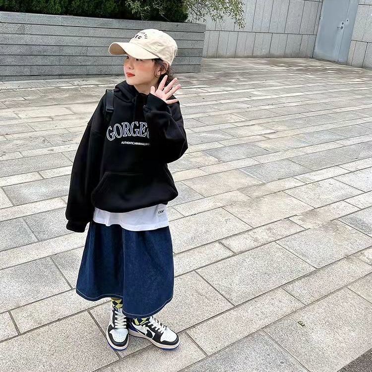 [Babycat] Hàng Có Sẵn Chân Váy Denim Lửng Dáng Vừa Phong Cách Nhật Bản Hàn Quốc Cho Bé Gái