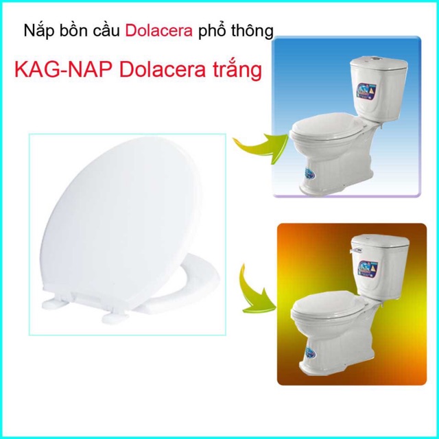 Nắp bồn cầu Dolacera trắng cho bàn cầu 2 khối