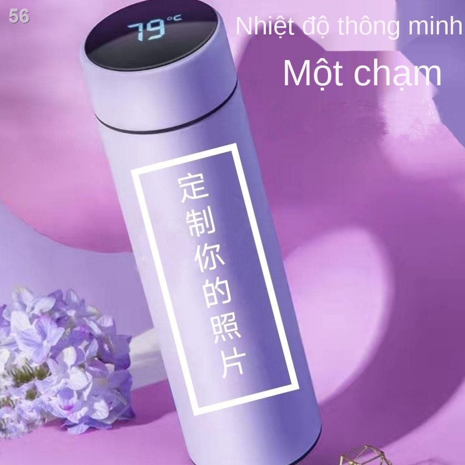 cốc giữ nhiệt có in hình chữ tùy chỉnh bằng inox 304 đựng nước cách chân không thông minh dung tích lớn dành cho