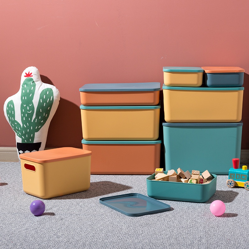 Hộp Đựng Đồ Dùng Bằng Nhựa Cỡ Lớn Màu Sắc Tương Phản Kèm Nắp Đậy Tiện Dụng Cho Gia Đình Ttm007