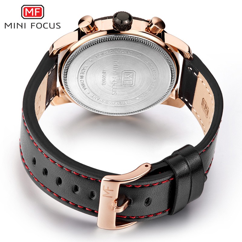 Đồng hồ nam MINI FOCUS 46mm dây da chính hãng kiểu dáng thể thao chạy 6 kim có lịch ngày - MINS4 FD