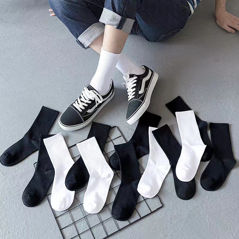 Tất vớ nữ nam cao cổ dài trắng dễ thương hàn quốc đẹp TAGU chân thấp nhún đủ màu trơn đen, đỏ, vàng, xám, xanh