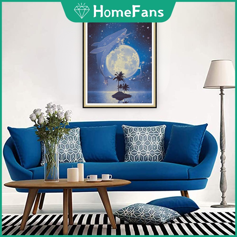 Bộ Tranh Đính Đá 5D Tự Làm Hình Phong Cảnh Và Mặt Trăng 40x50cm Trang Trí Nhà Cửa