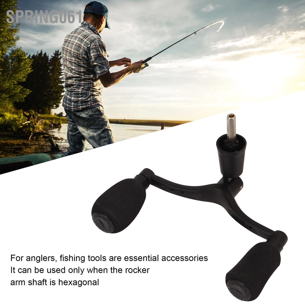 [Hàng Sẵn]  Hợp kim nhôm Cuộn câu cá Tay cầm đôi Rocker Cánh tay Phun Sơn Matt Đen Lure Quay Câu Bánh xe Hex Đôi 【Spring061】