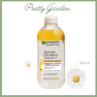 (Hàng pháp)Tẩy Trang Garnier Vàng 400ml Da thường, khô, nhạy cảm Skin Active Oil Infused Micellar