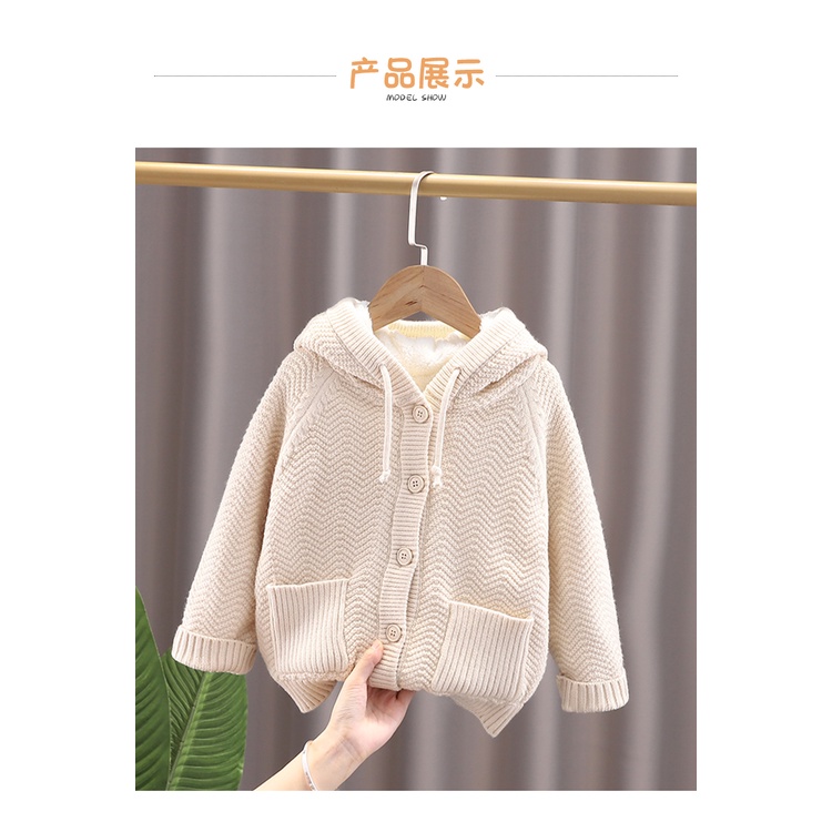 💕Áo khoác len lót lông 3 màu dày đẹp cho bé, áo khoác cho bé gái cực xinh💕