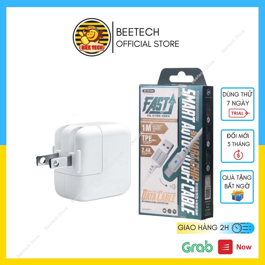 Sạc nhanh iP chính hãng, Củ sạc cốc sạcvà Cáp sạc tự ngắt WK, không gây chai pin - Beetech