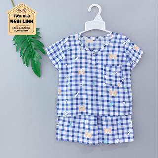 [size 6:13-14kg] Đồ bộ đùi cho bé vải tole lanh, quần đùi có tay