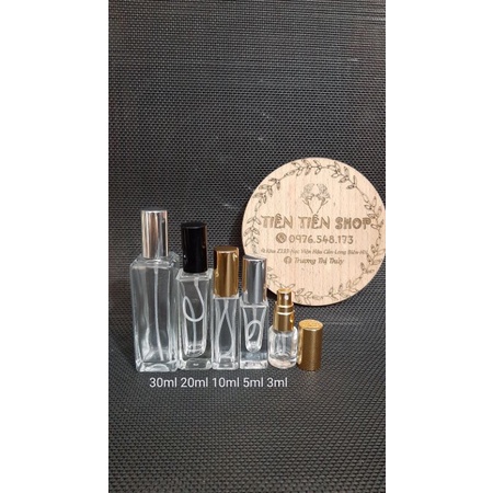 Chai thủy tinh xịt nước hoa các size 3ml, 5ml, 10ml, 20ml, 30ml