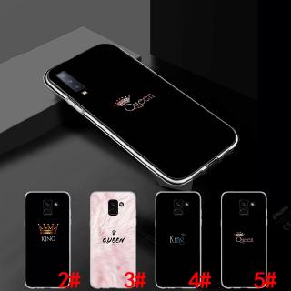 Ốp điện thoại TPU dẻo trong suốt in hình chữ King và Queen 130A Samsung A5 A6 Plus A7 A8 A9 2017 2018 M10 M20 M30 M40