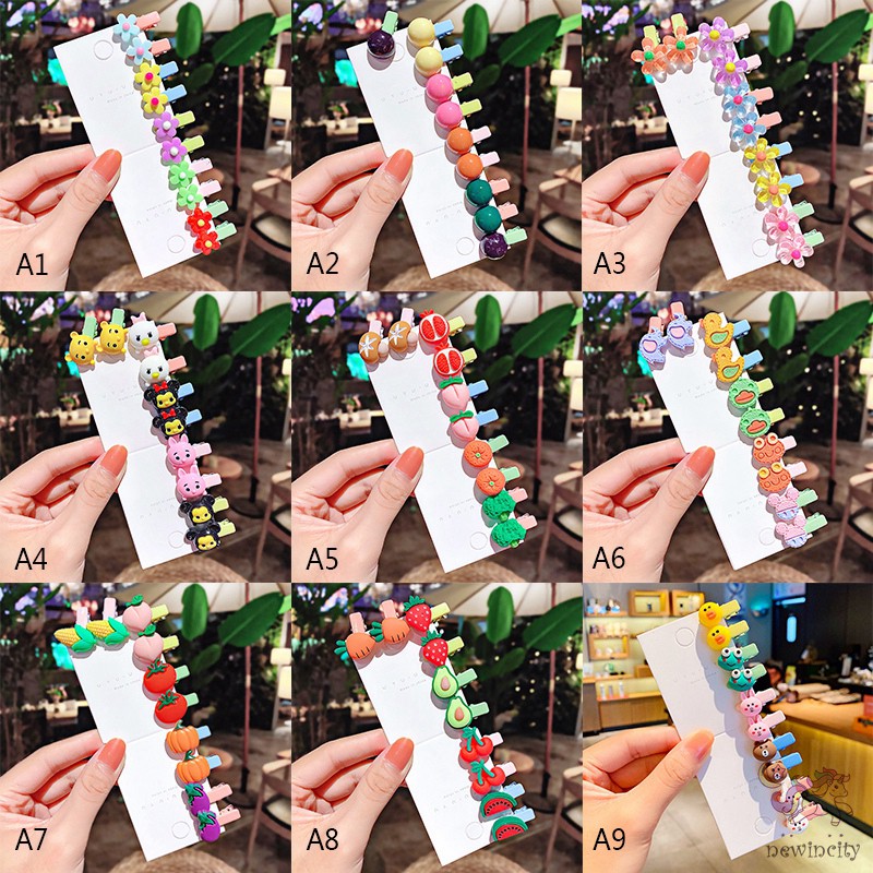 Bộ 10 Kẹp Tóc Kiểu Hoạt Hình Xinh Xắn Phong Cách Hàn Quốc Cho Những Bé Gái