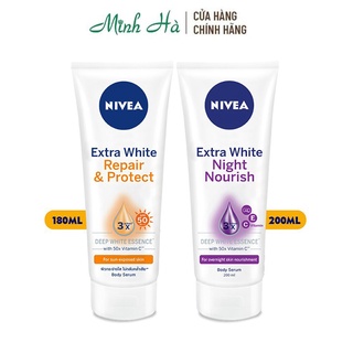 Nivea dưỡng thể bộ đôi dưỡng trắng, chống nắng, phục hồi ban ngày 180ml & ban đêm 200ml