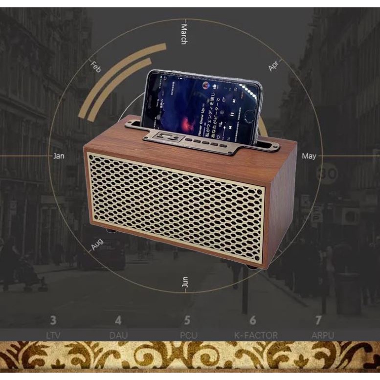 Loa Bluetooth XM-5H Vỏ Gỗ Công Suất 8W, Bass Trầm Ấm, Có Khe Giá Đỡ Điện Thoại Và Khe Cắm Thẻ Nhớ, Hỗ Trợ Jack Cắm AUX B