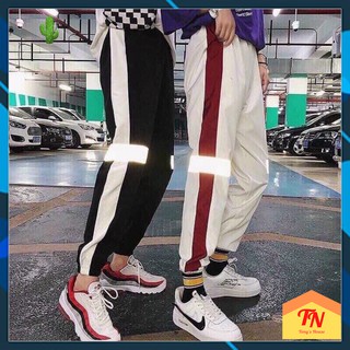 Quần jogger nỉ dài dạ quang Ulzzang 2 màu đen trắng