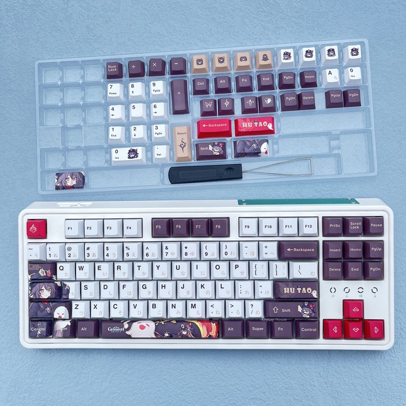 Genshin Impact Keycap Hu Tao Keycap Cherry Profile PBT Dye Thăng hoa Bàn phím cơ Keycap Anime Keycap 133 Phím