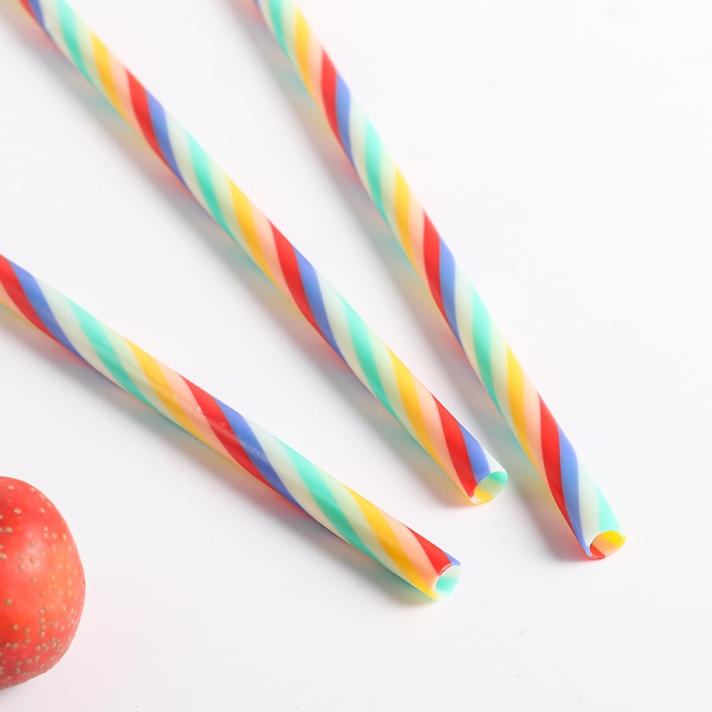 ✦Ready Stock Cocktail straw thick tube spiral rainbow strawmixed color straw party rainbow cocktail straw disposable straw Hawaii beach party decoration dermacos