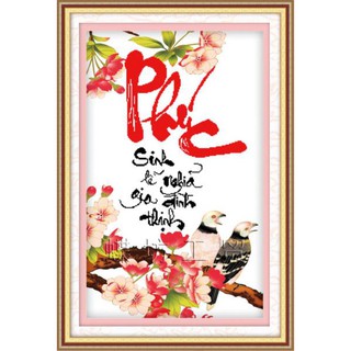 Tranh đính đá 5d toàn bộ tranh chữ Phúc tự làm full