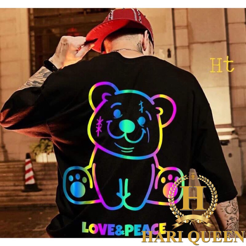 Áo phông gấu Love phản quang 7 màu HTH0121