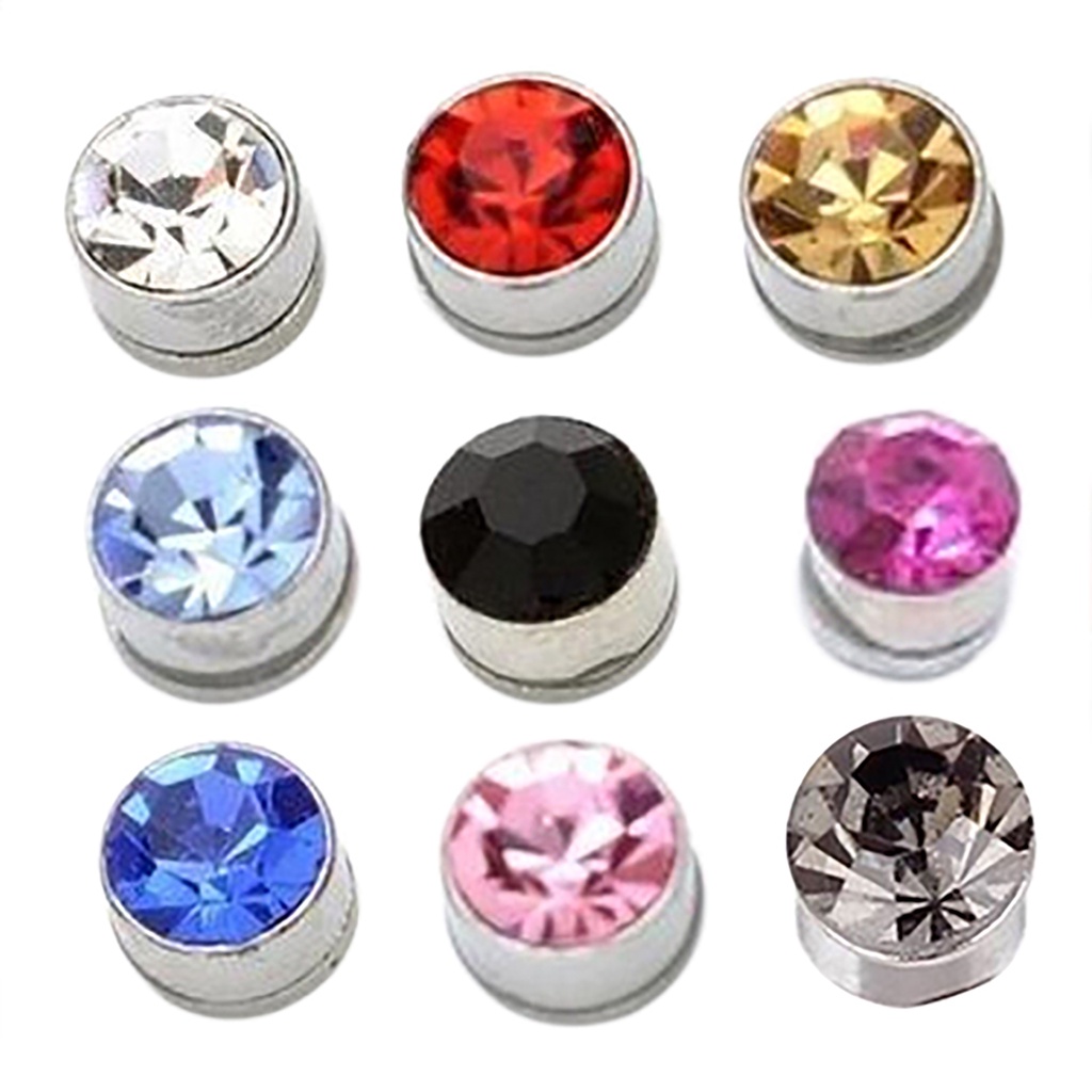 Cặp khuyên tai nam châm hút thiết kế nút tròn đá sang trọng trẻ trung dành cho nam và nữ