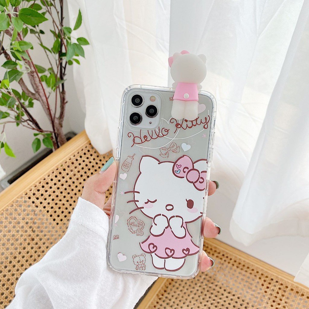 Ốp điện thoại TPU hình Hello Kitty xinh xắn với búp bê cho Samsung A10 M10 A20 A30 A7 A50 A70 A51 A71 J7prime 2018