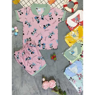( 3 bộ 3 màu 3 họa tiết khác nhau) Combo 3 Bộ Lụa Pijama Tay ngắn Bé