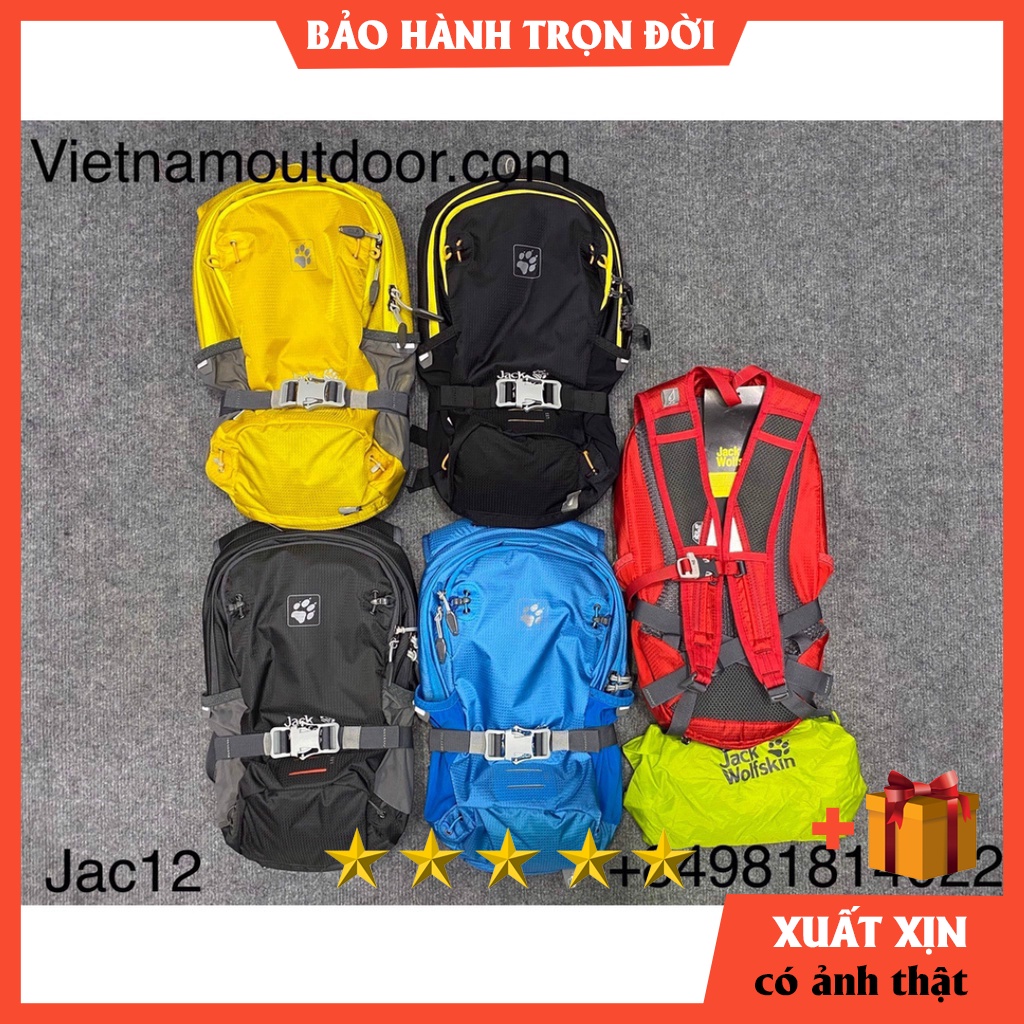 Balo du lịch Jack Wolfskin Hamrock 12L - Balo trekking phượt leo núi nhỏ gọn - Có áo mưa chống thấm nước xịn ⚡️