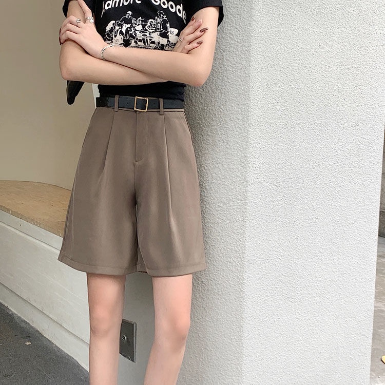 Quần Đùi Thời Trang Phong Cách Hàn Quốc 185266 Quần Short Ống Rộng Lưng Cao Màu Sắc Đơn Giản Cho Mùa Hè