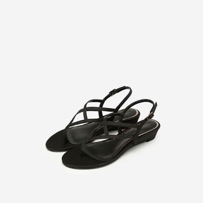 Vascara Giày Sandal Satin Quai Kẹp - SDX 0414 - Màu Đen Mới Về