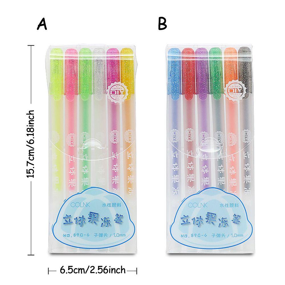 LET Set 6 Bút Mực Gel 3D Nhiều Màu Sắc