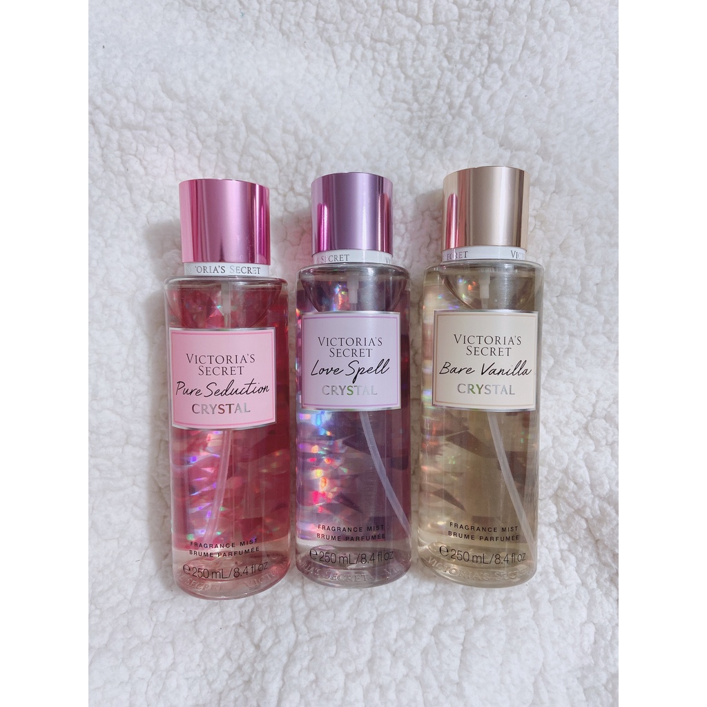 {YBS Store} {Bill Mỹ} Xịt thơm hương nước hoa Victoria's Secret Love Spell Pure Seduction Crystal Fragrance Mist 250ml