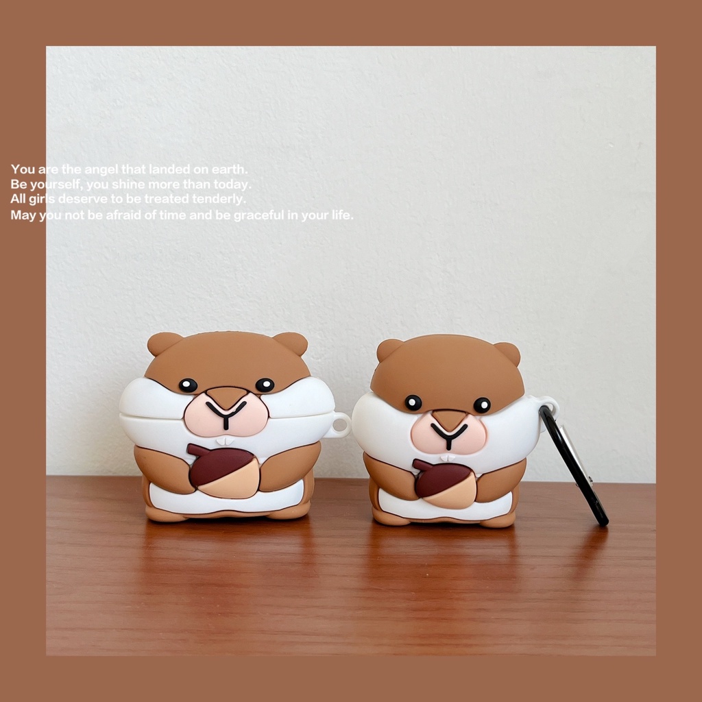 Vỏ Bảo Vệ Hộp Sạc Tai Nghe Airpods 3 Pro 2 3 Họa Tiết Hoạt Hình Chú Sóc Màu Nâu Dễ Thương Ốp