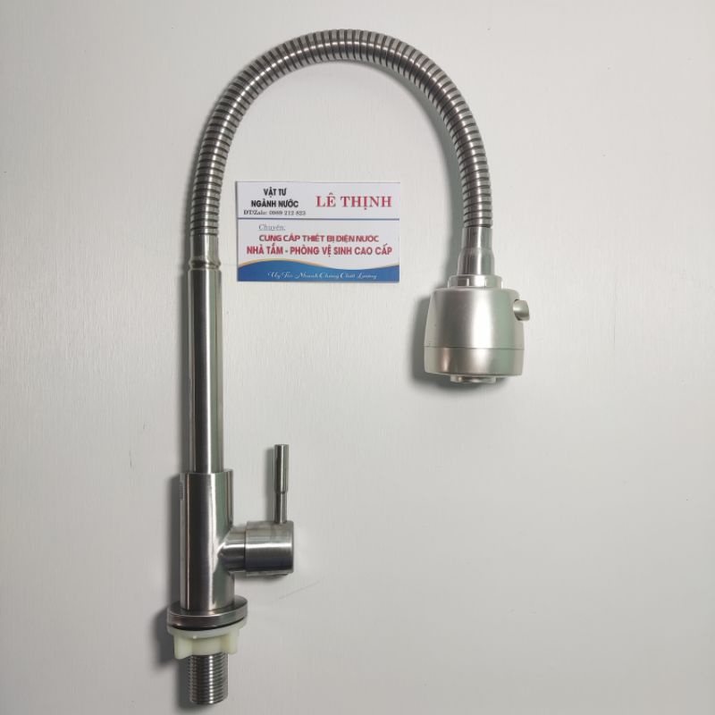 Vòi rửa bát 1 đường nước su 304 kèm dây cấp 40cm