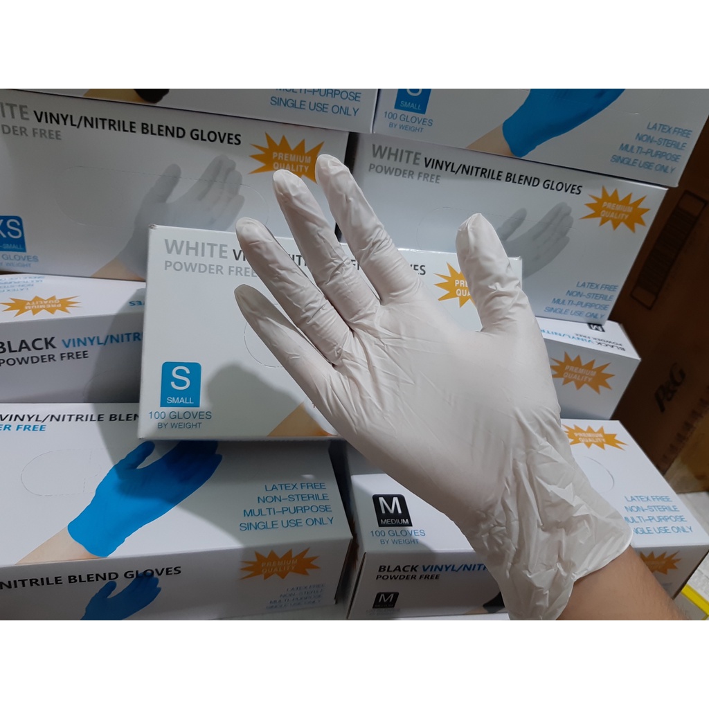 1 thùng 10 hộp Găng tay ytế không bột hộp 100 chiếc đen,trắng,trongsuốt Sử Dụng Trong Tóc Spa Phun Xăm,Thẩm Mỹ,Phun Săm
