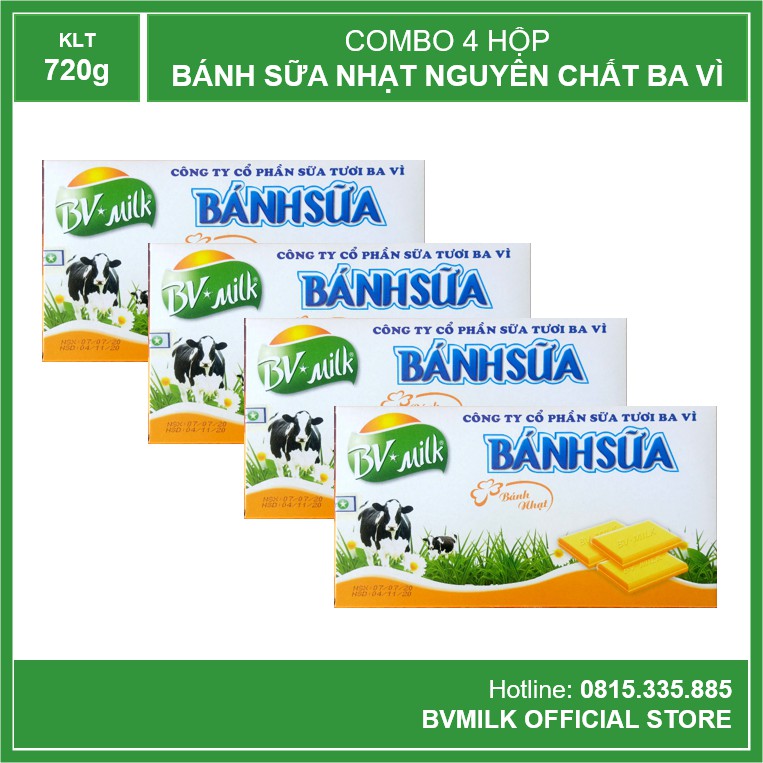 Combo 4 Hộp Bánh Sữa Nguyên Chất Ba Vì 180g - BVMILK