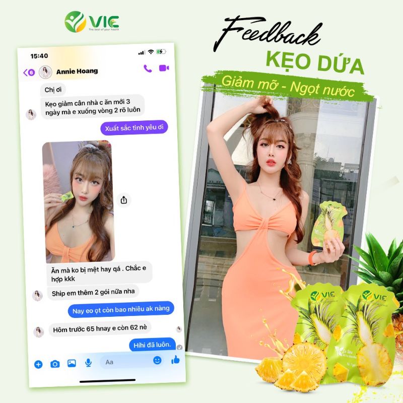 Kẹo dứa giảm cân túi 7 viên, tặng kẹo bí đỏ