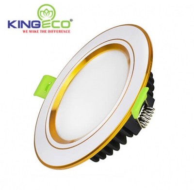 Đèn led âm trần 7W viền vàng/bạc mặt phẳng KingEco EC-DLP-7-T120-V