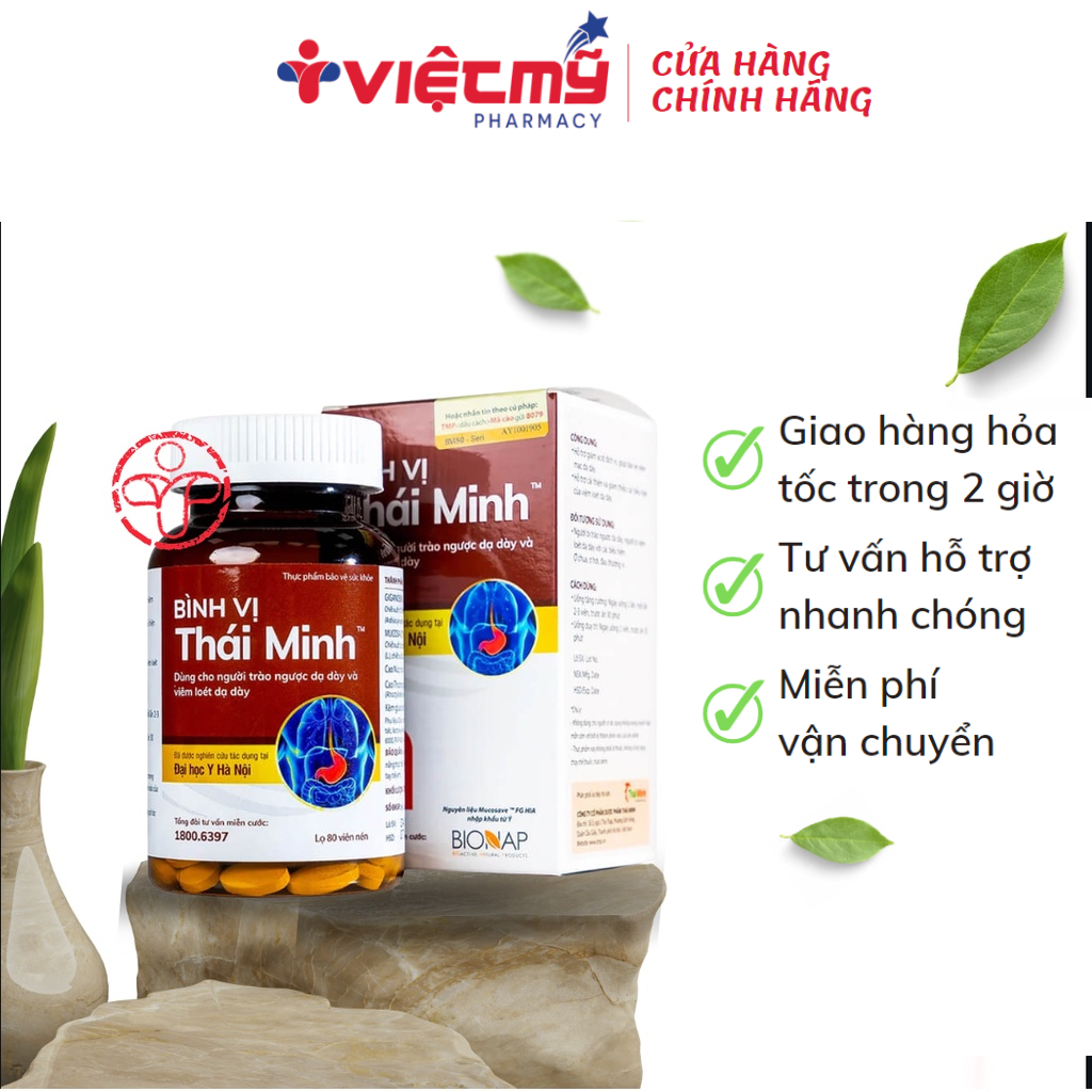 Viên uống Bình Vị Thái Minh dùng cho người trào ngược dạ dày và viêm loét dạ dày 20 viên SP000381