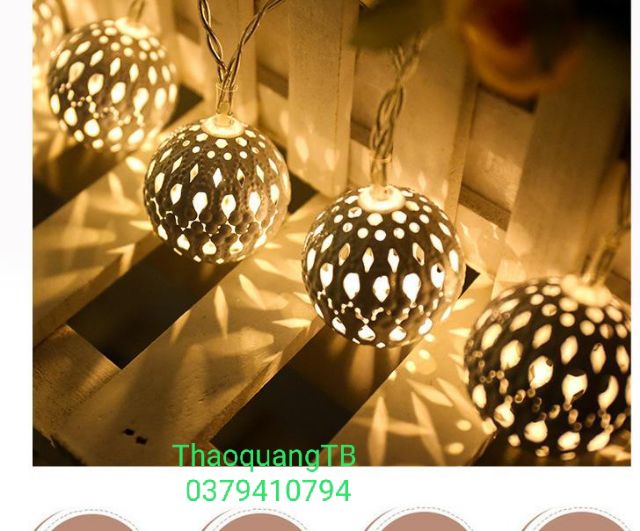 Dây đèn nháy Moroco 5m  bóng trang trí ngày tết, noel dây đèn led, led cầu kim loại