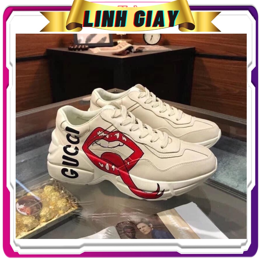 Sale Giày sneaker Gucci chucky môi lưỡi dắn mầu trắng sữa đủ size hàng 1:1 cao cấp full box-free ship linhbangiay001