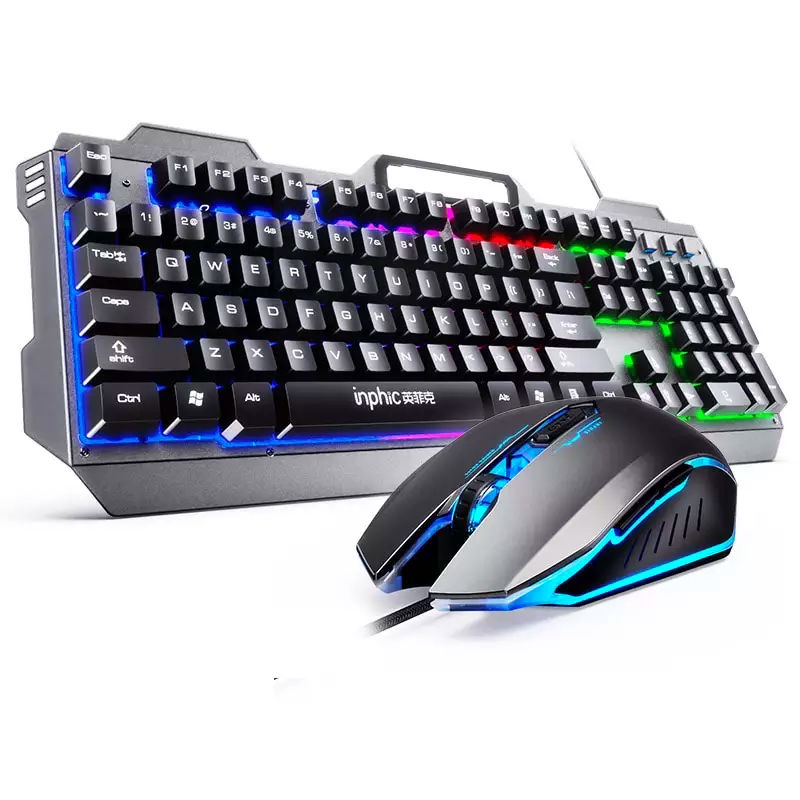 Bộ Combo Bàn Phím và Chuột Chơi Game INPHIC V680 Phím Có Đèn Nền Siêu Đẹp RGB Hỗ Trợ 4000DPI - Chính Hãng