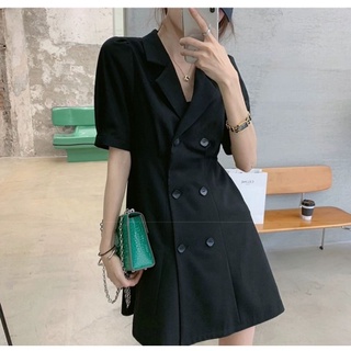 [sẵn +ảnh thật] Đầm cổ vest công sở dáng chữ A , đầm vest mặc đi làm , đi chơi