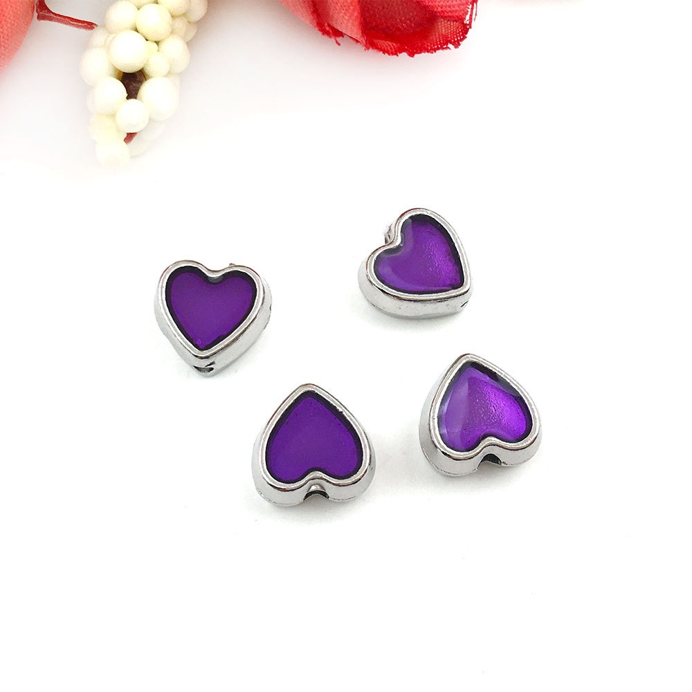 Set 5 hạt cườm hình trái tim 8mm bằng kim loại dùng làm trang sức DIY